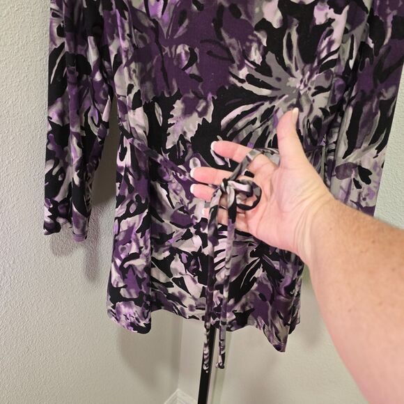 VTG Babydoll Ruffled Tunic Top Womens XL Purple Black Whimsigoth Fairy Cottage - Picture 5 of 9